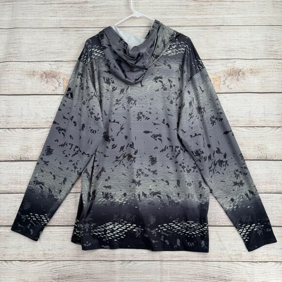 Koofin Gear UPF 50+ Hooded Fishing Shirt Adult XL Gray Ombre - Picture 2 of 9